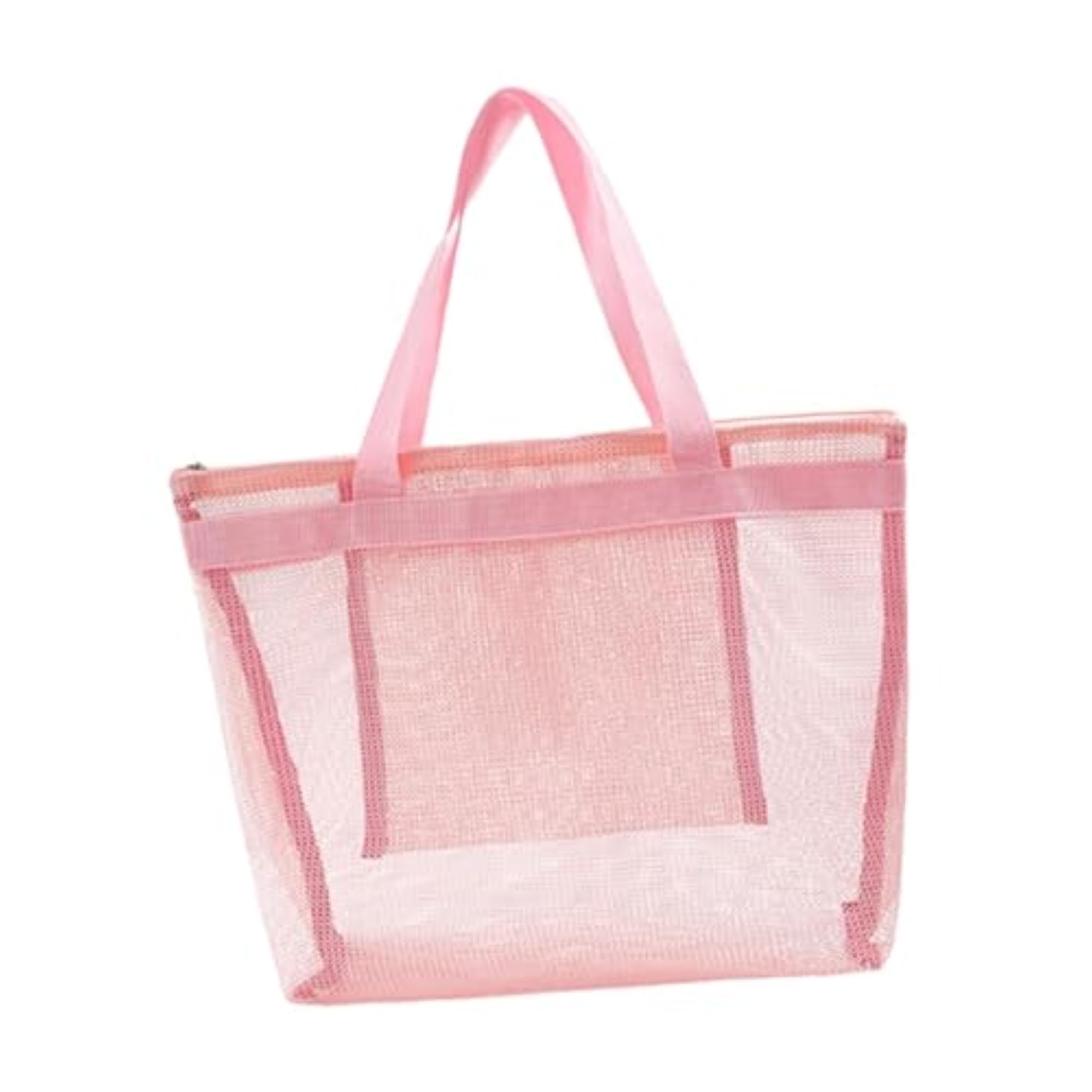Mesh Beach Bag with Zipper, Large Capacity